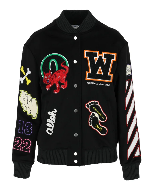 Embroidered Patches Varsity Bomber Jacket