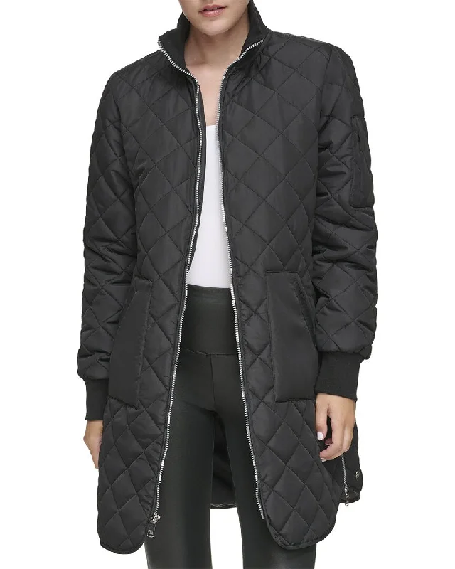 Marc New York womens Andrew Marc Quilted Longline Jacket, M