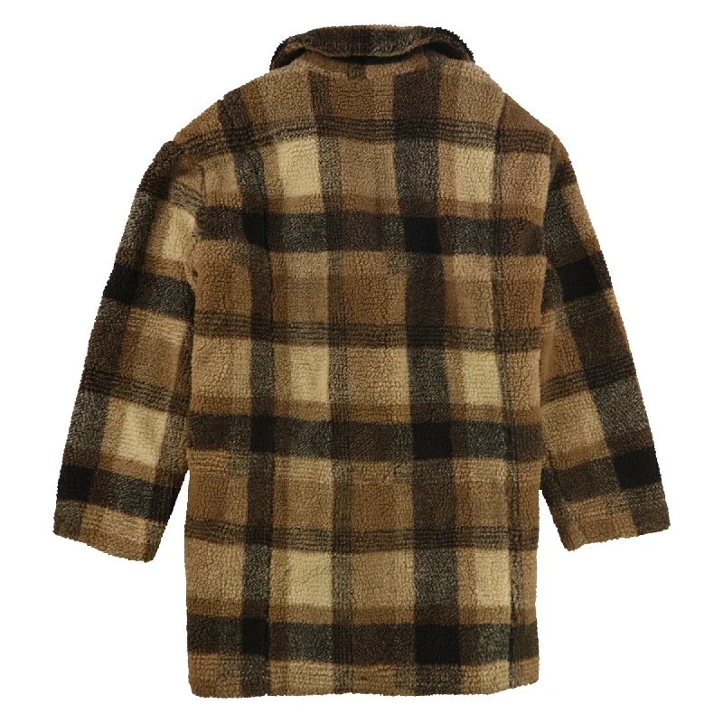 American Eagle Womens Plaid Coat, Brown, X-Large