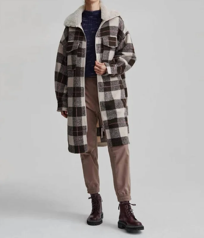 Harlow Coat In Brown Plaid