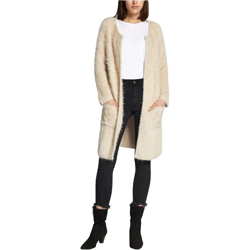 Sanctuary Clothing Womens Faux Fur Sweater Coat, Beige, Medium