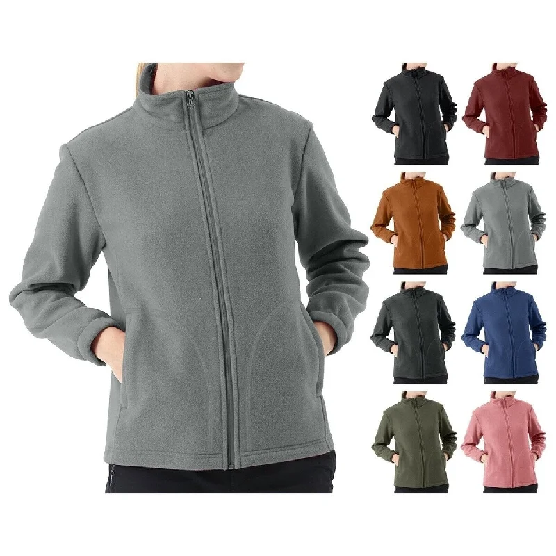 Womens Polar Fleece Jacket Coat Soft Cozy Zip Up Winter Warm 2Pack Size Options