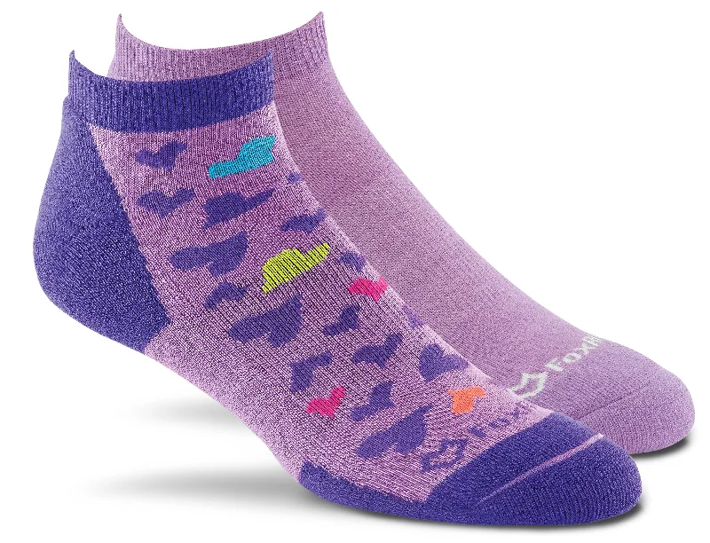 Fox River Scrubs Women`s Lightweight Ankle Socks, Medium, Lilac Hearts Asst.