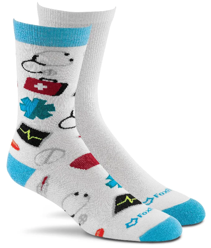 Fox River Scrubs Women`s Lightweight Crew Socks, FR-6890, Medium, Medium, White